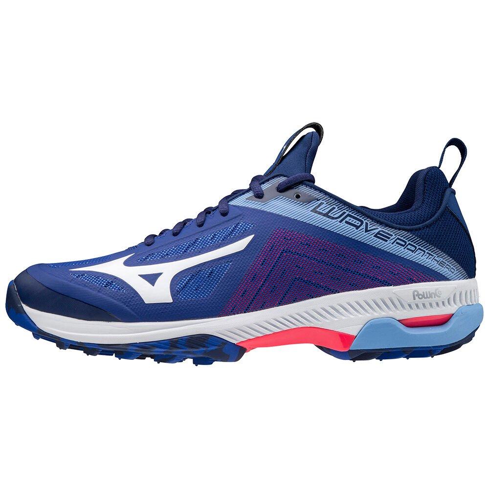 Men's Mizuno Field Hockey Shoes Blue/White/Pink Wave Panthera Shoes - X1GA201020